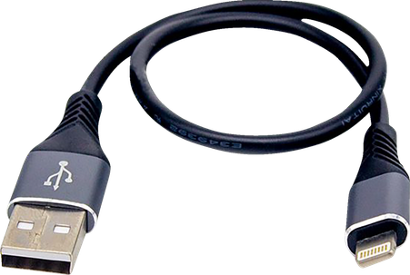 RidePower 12-inch Male USB to Male Lightning Phone Charging Cable - Black/Gray