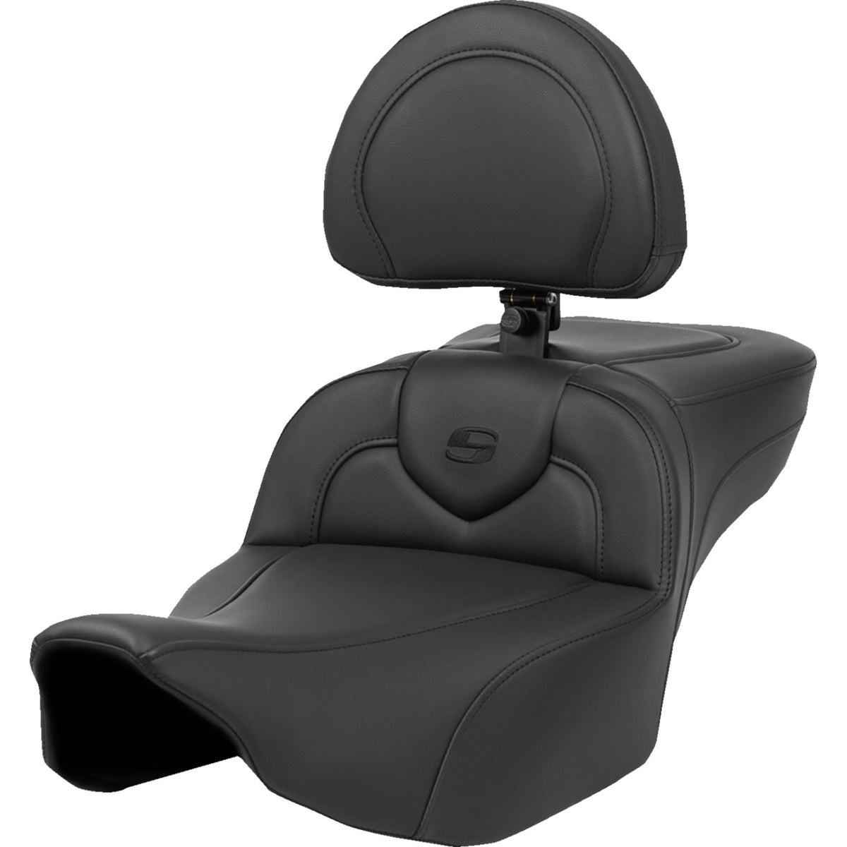 Saddlemen Roadsofa Extended Reach Seat Heated Smooth With Backrest - 823-07-188C0 For Harley Touring 2023-2026