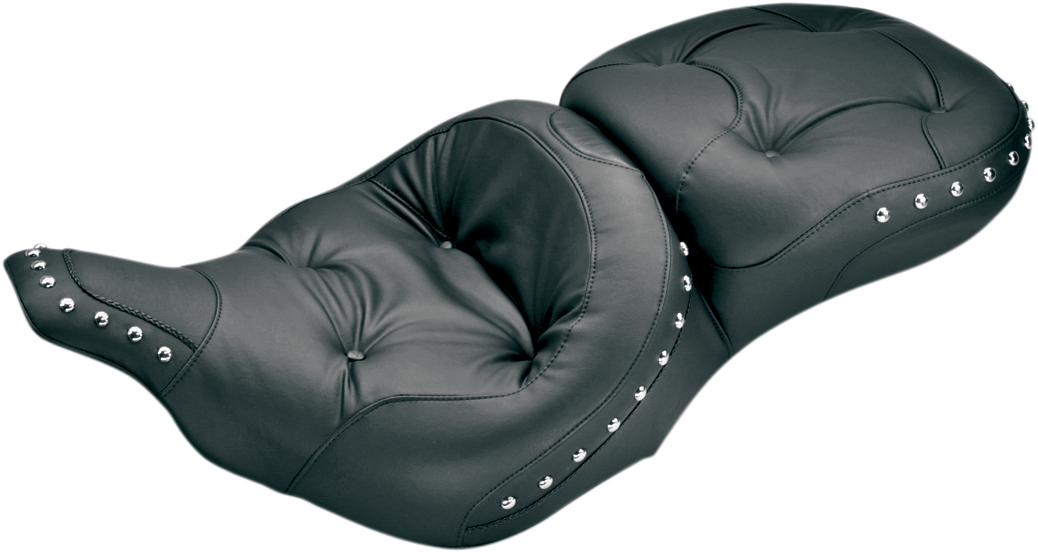 MUSTANG One-Piece 2-Up Ultra Touring Studded Regal Vinyl Seat - Black - Touring '97-'07