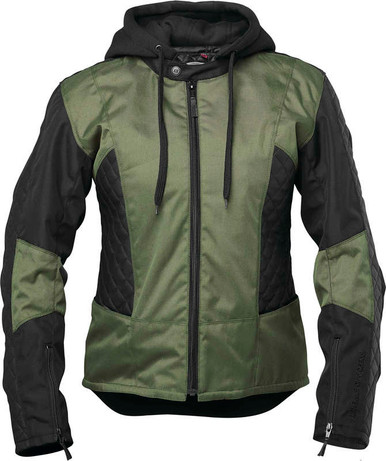 Speed and Strength Women's Minx Leather Textile Jacket Olive Black