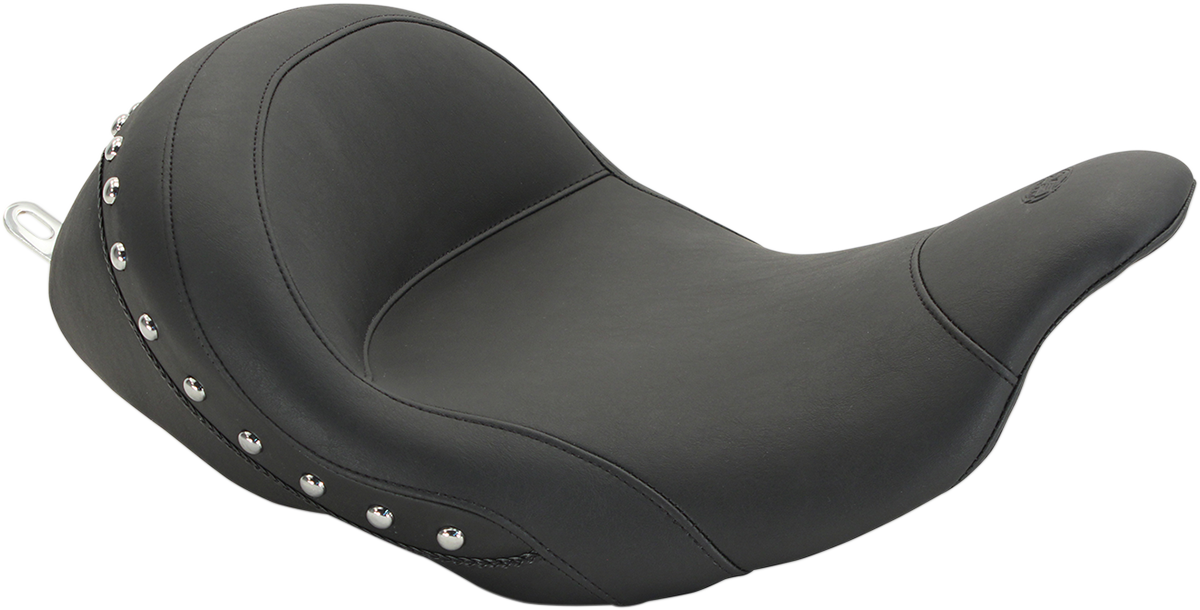 MUSTANG Lowdown™ Solo Seat without Driver Backrest - Chrome Studs - Touring '08-'25
