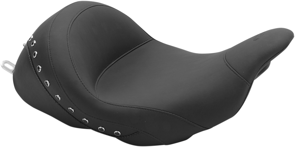 MUSTANG Lowdown™ Solo Seat without Driver Backrest - Black Studs - Touring '08-'25