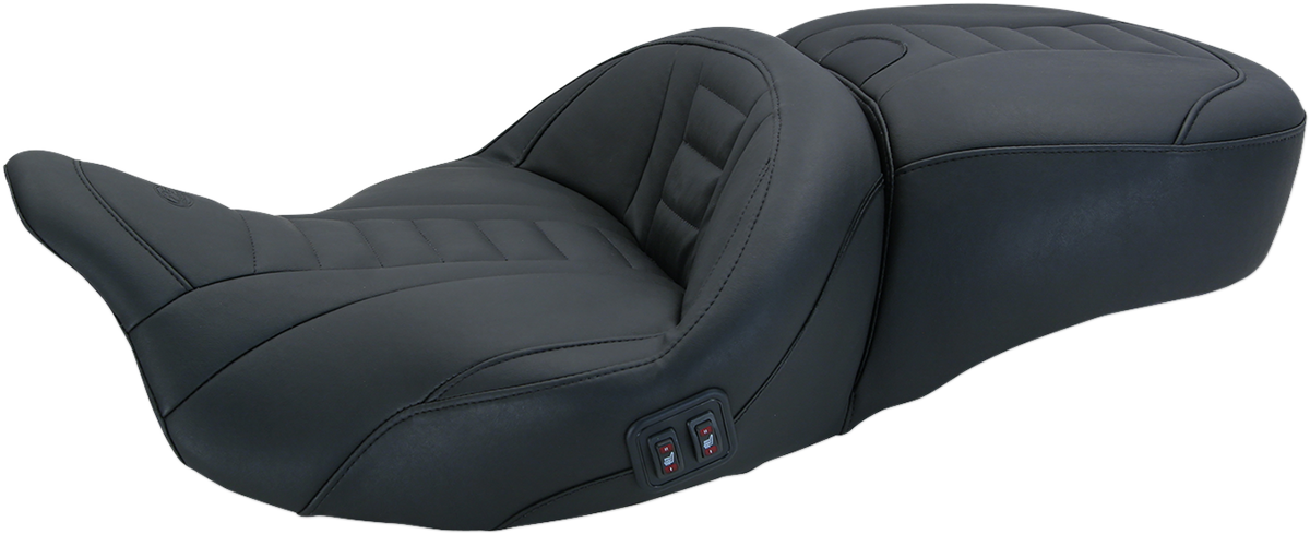 MUSTANG Heated One-Piece Deluxe 2-Up Touring Seat - Black - Touring '08-'25