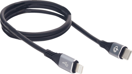 RidePower Male USB-C to Male Lightning Phone 3.0 Fast Charging Cable - 24-inch Black