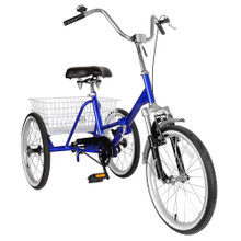 USA Adult Folding Tricycle Trike 20" 3 Wheeler Bicycle Portable Blue (Lock + Pump)