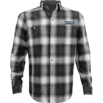 THROTTLE THREADS Drag Specialties Flannel 25 Shirt - Black/Gray - 2XL DRG33ST61GY2R