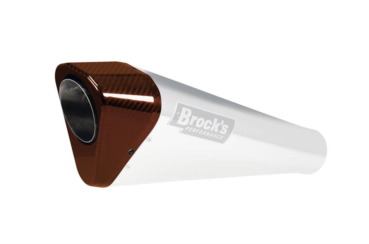 Brocks Replacement Penta-Carbon Exhaust Orange Endcap (Includes Rivets)