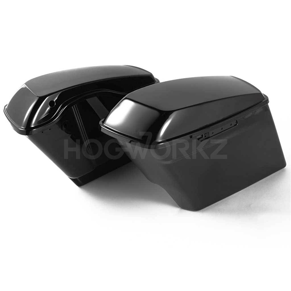 Harley Davidson 4" Stretched Saddlebags 2014-2022 Touring - Vivid Black | HOGWORKZ