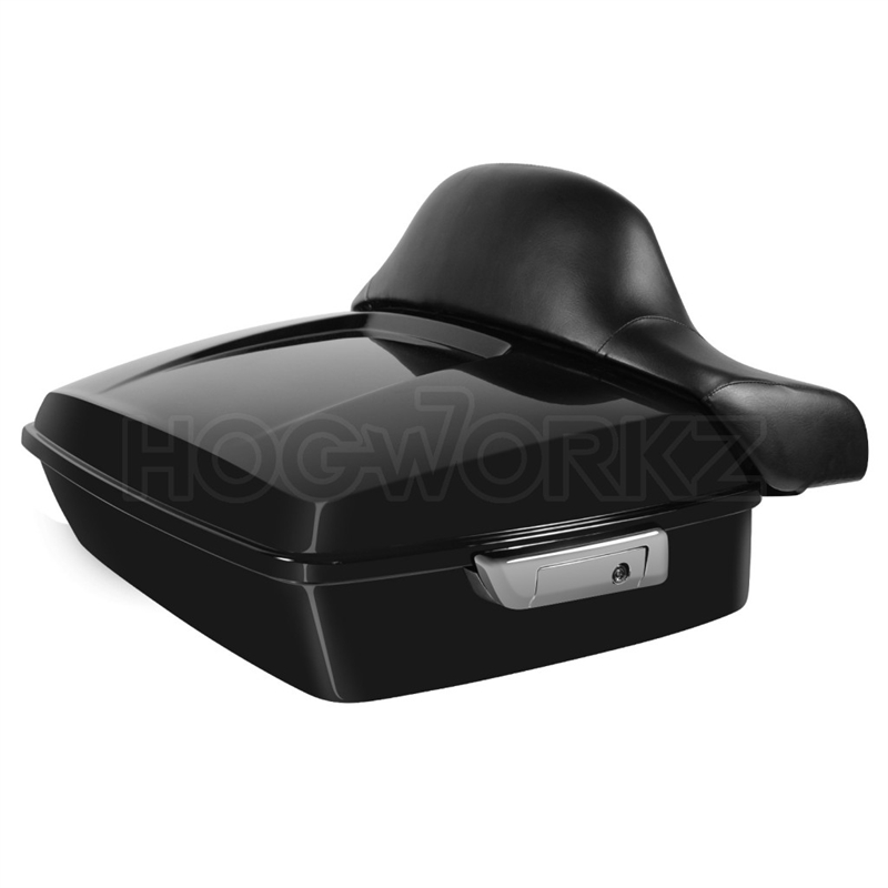 Harley Davidson '97-'22 Vivid Black Chopped Tour Pack w/ Full Backrest - Chrome Hardware | HogWorkz
