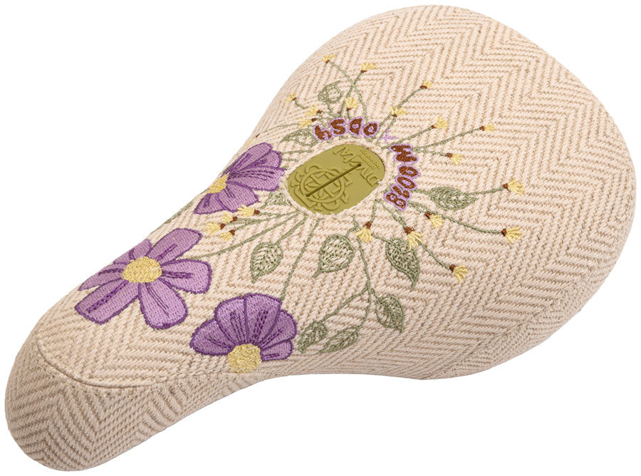 Odyssey X Bloom BMX Seat - Pivotal, Cream Corduroy w/ Floral Embroidery, Fat - Unisex