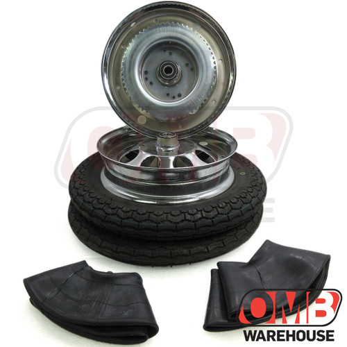 10" Chrome Wheel Package - Universal Tire - 60 Tooth Sprocket