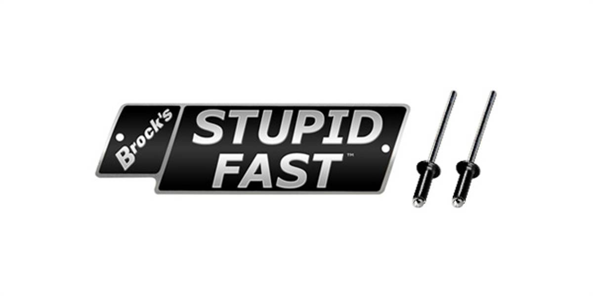 Brocks STUPID FAST Logo Plate 4in Black w/ Silver Letters (Includes Rivets)
