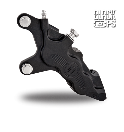 Harley Big Twin '84-'99 Front Left Black Ops 6-Piston Differential Bore Caliper for 11.5" Discs by Performance Machine