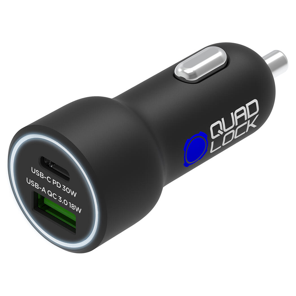 QUAD LOCK 48W DUAL CAR CHARGER - USB-C PD + USB-A QC3.0