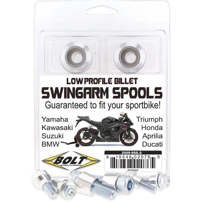 BOLT SWINGARM SPOOLS SILVER - 020-00150