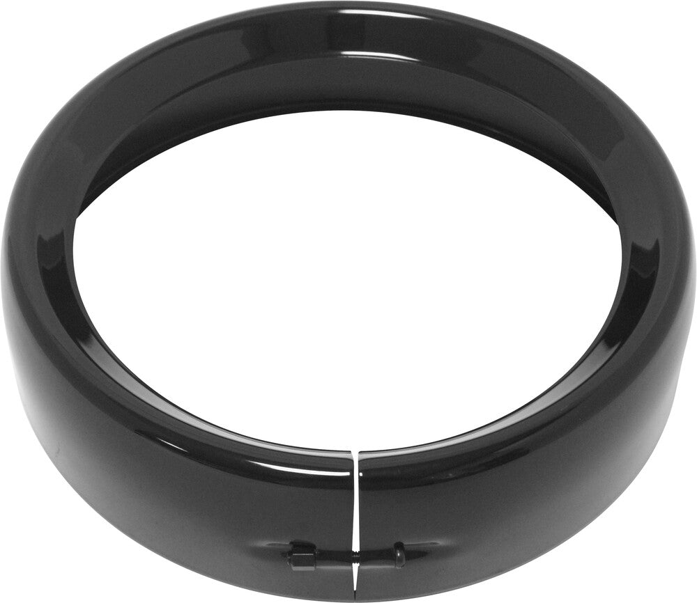 Harddrive Frenched Headlight Trim Ring Black 7 Clamp Style - 38-048GB For Harley Motorcycles 1988-2020