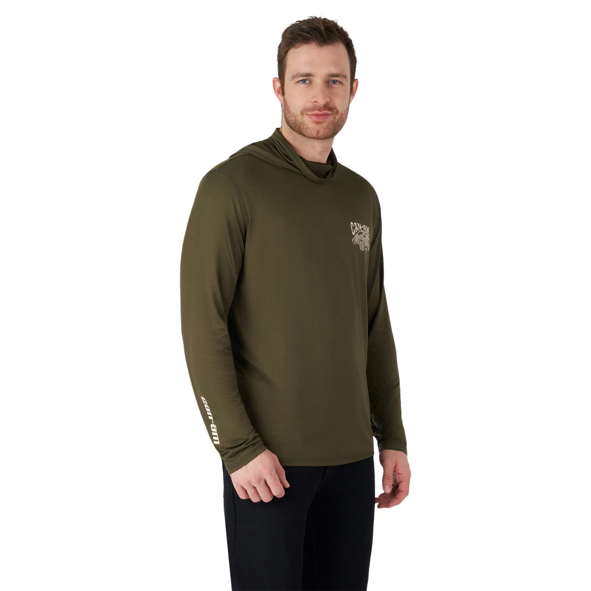CAN-AM MEN'S UV PROTECTION LONG SLEEVE HOODIE ARMY GREEN L - 2881680977