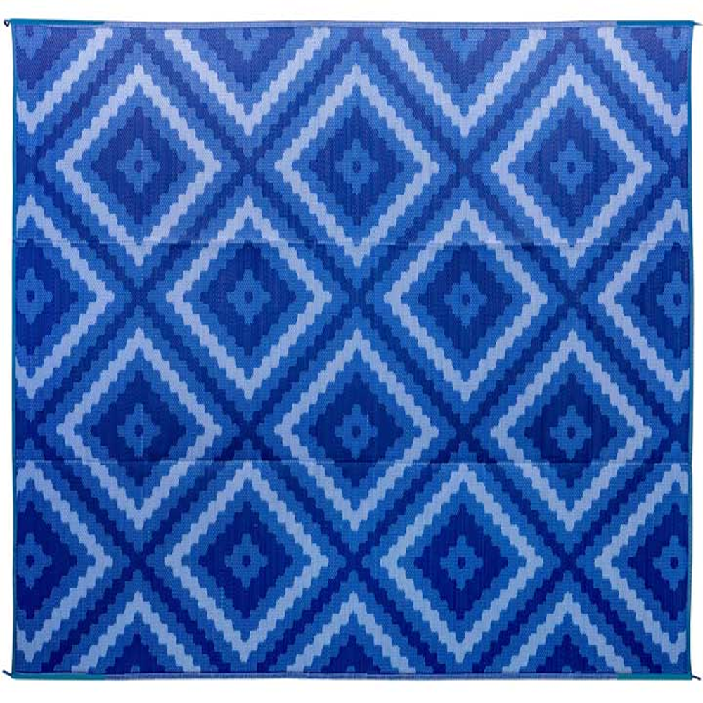 Camco Outdoor Mat 9 ft x 12 ft Blue Diamond