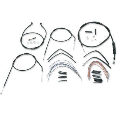 Burly Brand #B30-1001 - Complete Black Vinyl Handlebar Cable/Line Kit for Ape Hangers - 16" - '96-'03 Sportster