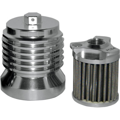 PC Racing #PCS4C - Flo "Spin-on" Oil Filter - Polished Aluminum - Aprilia/BMW/Buell/H-D/Moto Guzzi/Yamaha