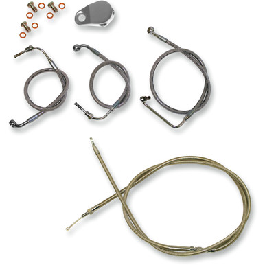 LA Choppers #LA-8010KT-16 - Standard Stainless Braided Handlebar Cable/Brake Line Kit - 15"-17" Ape Hangers - '08-'13 FL