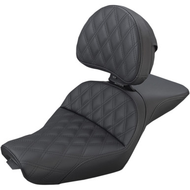 Saddlemen #807-03-030LS - Explorer Seat - With Backrest - Lattice Stitched - Black - XL '04-'20
