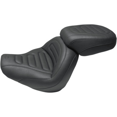 Mustang #75887 - Max Profile Solo Touring Seat - without Driver Backrest - Black - Trapezoid Stitch - FXFB/FXFBS