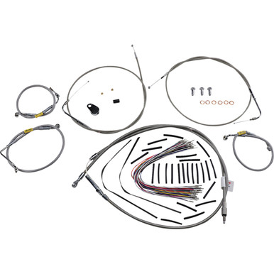 Burly Brand #B30-1292 - Control Kit for Early Touring Bikes with Bagger Bar Handlebars - 13" - Non-Cruise - Stainless