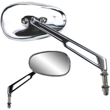 Parts Unlimited - Mirror - Side View - Teardrop - Long - Chrome