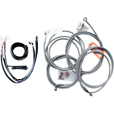 LA Choppers #LA-8052KT2-08 - Complete Stainless Braided Handlebar Cable/Brake Line Kit - Mini Handlebars - '14-'15 FL