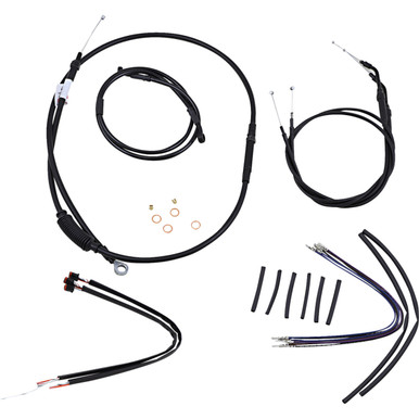 Burly Brand #B30-1144 - Jail Bar Cable Kit - 12" Handlebars - Black Vinyl - '14-'22 XL