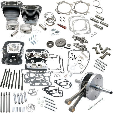 S&S Cycle #900-0568 - 124" Hot Set Up - Big Bore/Stroker - Wrinkle Black - 96/103/110A Twin Cam