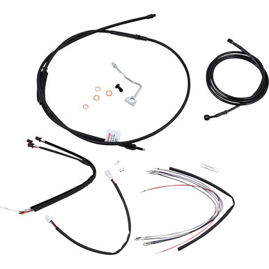 Burly Brand #B30-1178 - Complete Black Vinyl Handlebar Cable/Line Kit for Ape Hangers - 18" - ABS - '14-'16 FLHR