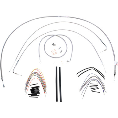 Burly Brand #B30-1055 - Complete Stainless Braided Handlebar Cable/Brake Line Kit - 16" Ape Hangers - '00-'06 FXST