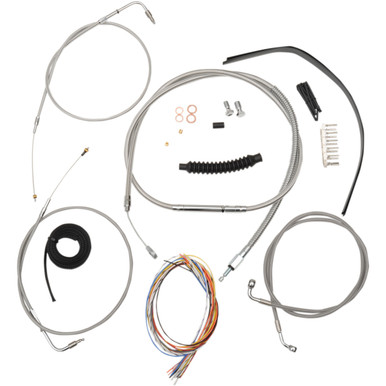 LA Choppers #LA-8100KT2-16 - Complete Stainless Braided Handlebar Cable/Brake Line Kit - 15"-17" Handlebars - '96-'06 Softail