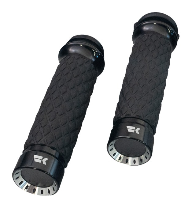Khrome Werks Turbine Custom Contour Diamond Grips For Harley With Throttle by Wire