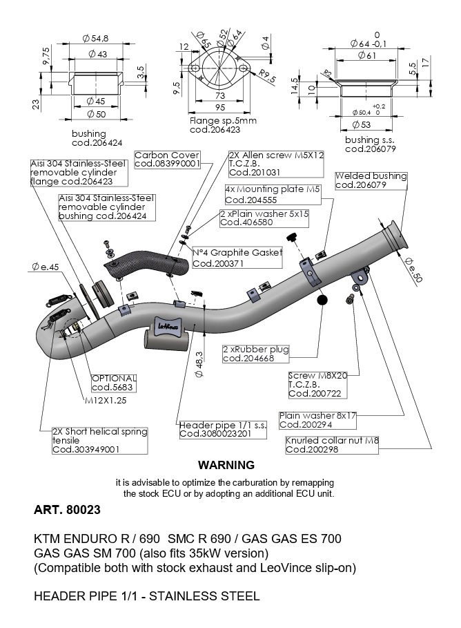LeoVince Exhaust Header Gas Gas / KTM 2019-2024