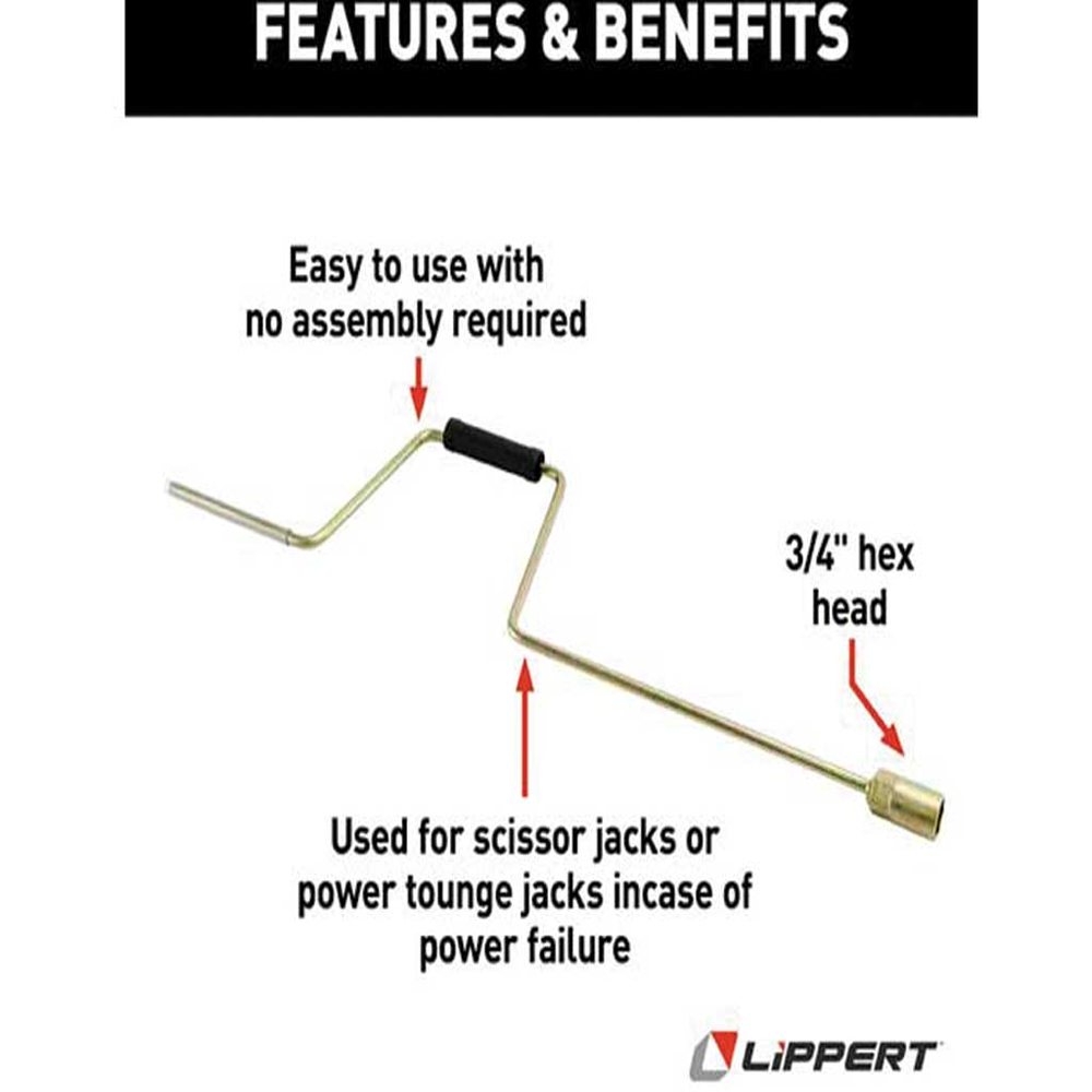 Lippert Manual Crank Handle for RV Jacks & Slide-Outs - 3/4" Hex