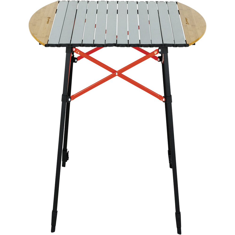 Lippert Roll Top Camping Table Bamboo Hammer Gray