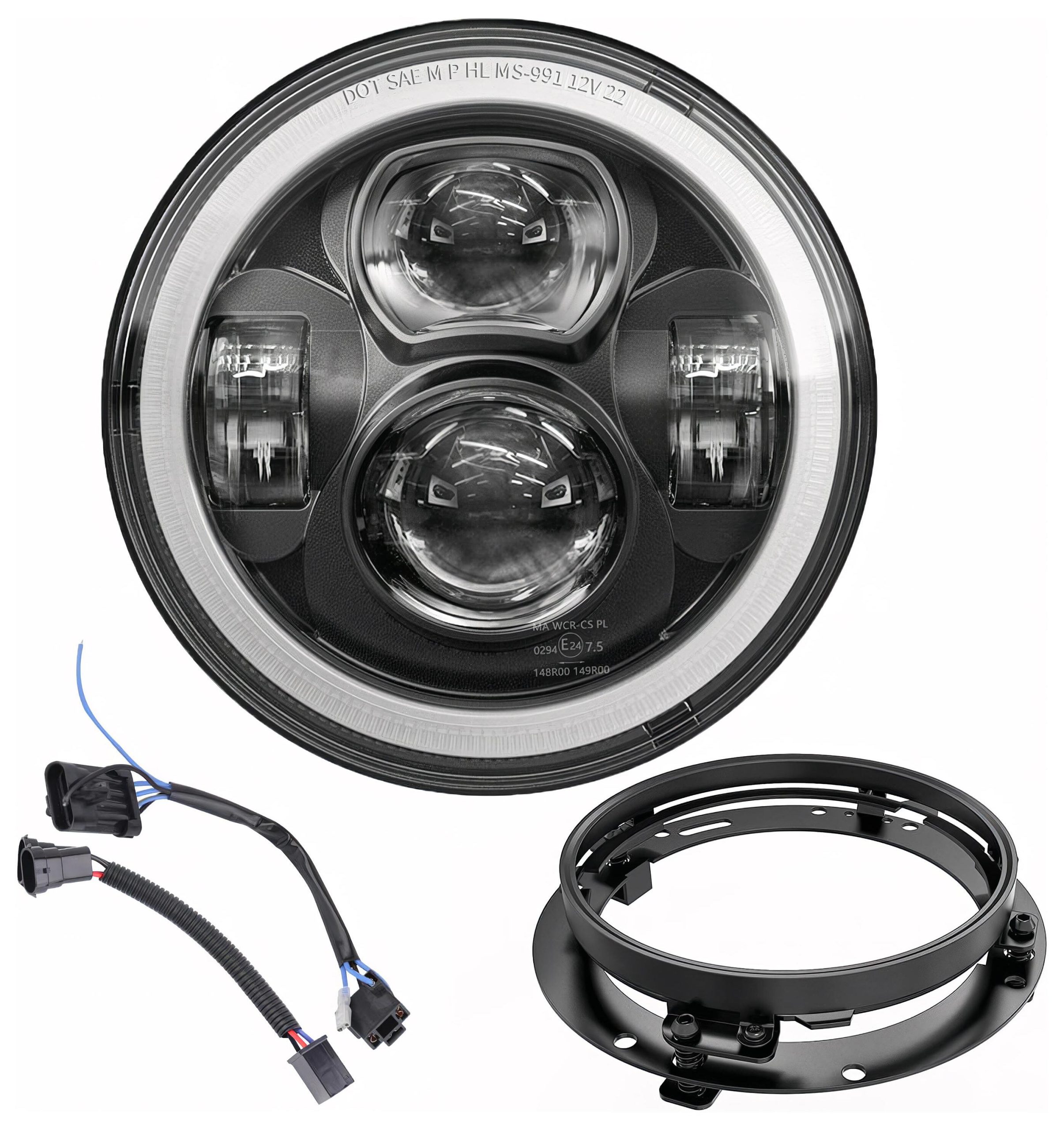 Milwaukee Twins 7" LED Headlight With Mounting Bracket For Harley / Indian 1994-2025