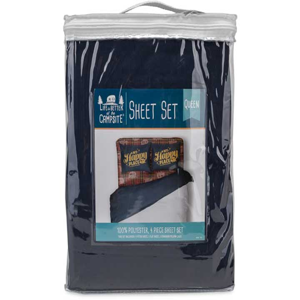 Camco Life is Better at the Campsite Sheet Set RV Queen Red Plaid