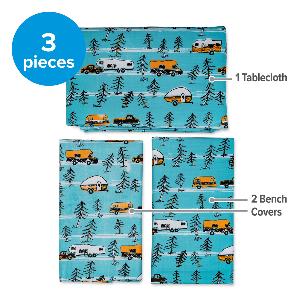 Camco Campsite Tablecloth With Bench Covers