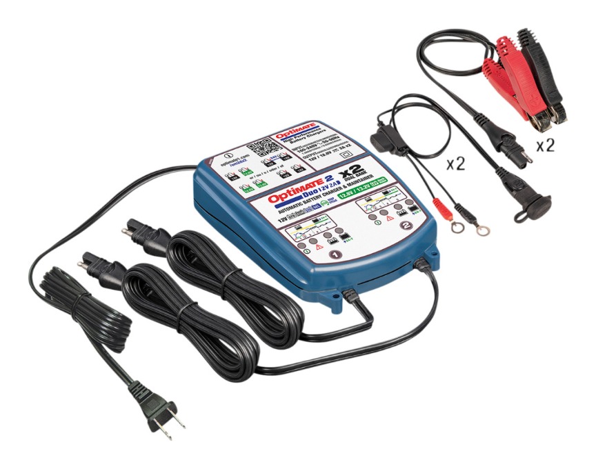 TecMate OptiMate 2 DUO 2-Bank Battery Charger / Maintainer