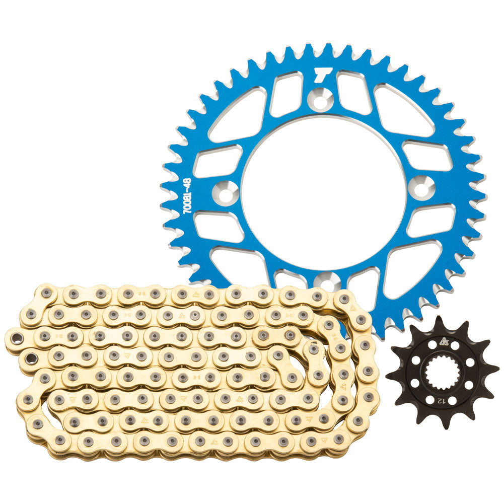 Tusk Chain and Sprocket Kit - Aluminum Rear/Gold X-Ring Chain GASGAS E